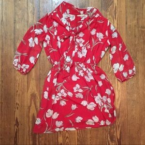 Red floral dress with bow from Ruche